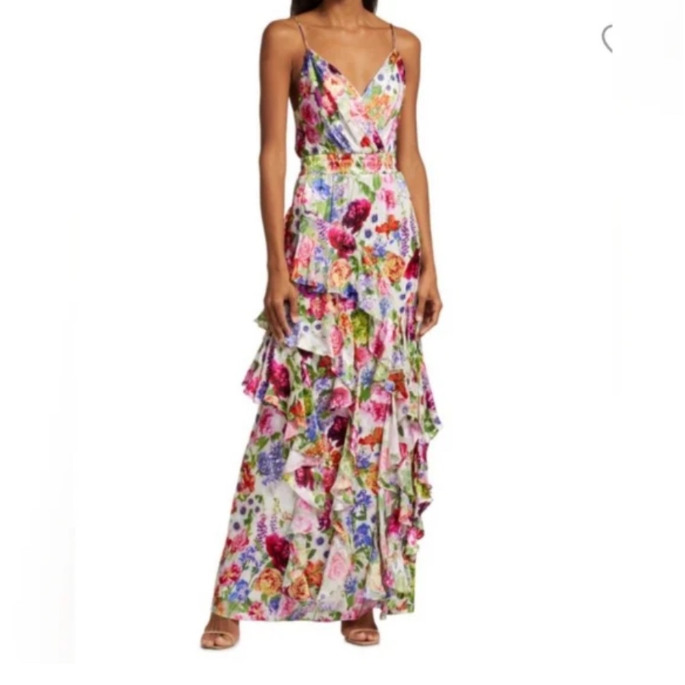Alice + Olivia Hayden Floral Ruffle Maxi Dress Size 10 Flower Shop $795